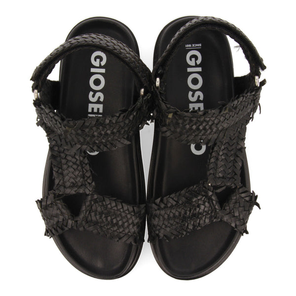 Lassance women's black footbed sandals with braided straps
