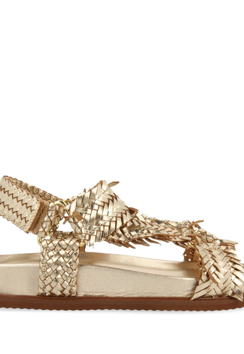 Sandalias doradas tipo bio con tiras trenzadas para mujer lassance  