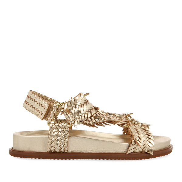 Sandalias doradas tipo bio con tiras trenzadas para mujer lassance  