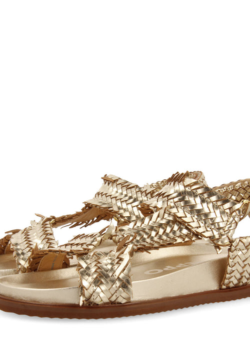 Sandalias doradas tipo bio con tiras trenzadas para mujer lassance  