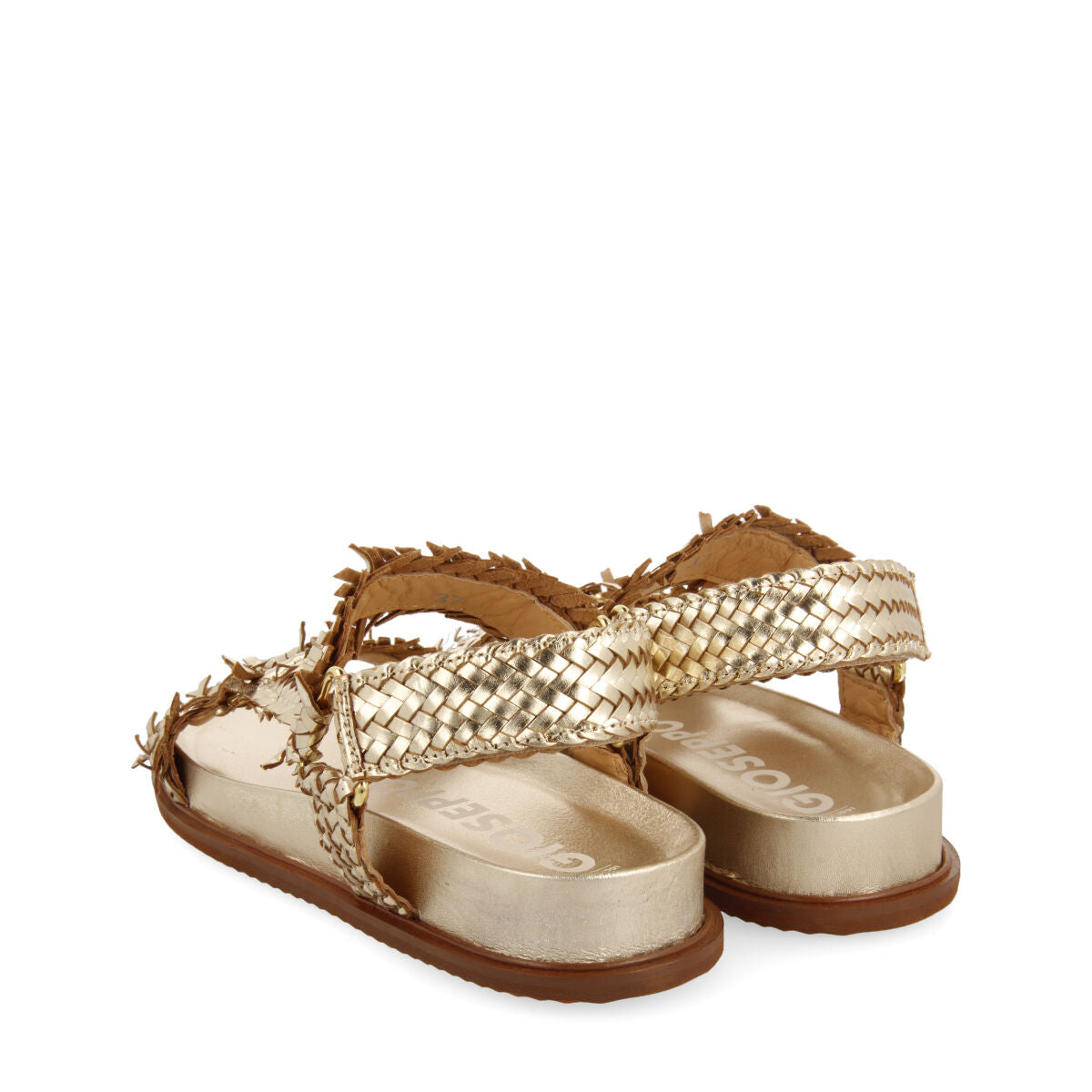 Lassance women's gold footbed sandals with braided straps