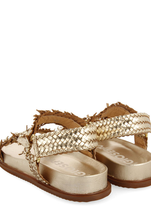 Sandalias doradas tipo bio con tiras trenzadas para mujer lassance  