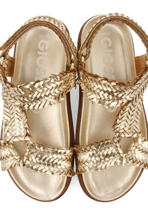 Sandalias doradas tipo bio con tiras trenzadas para mujer lassance  