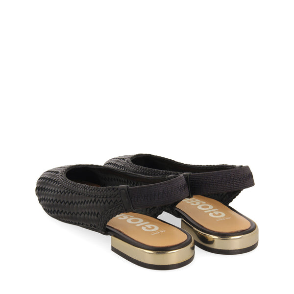 Itapora women's black braided leather slingback ballet flats