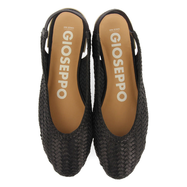 Itapora women's black braided leather slingback ballet flats