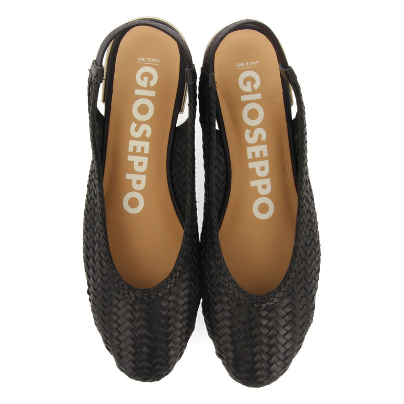 Itapora women's black braided leather slingback ballet flats