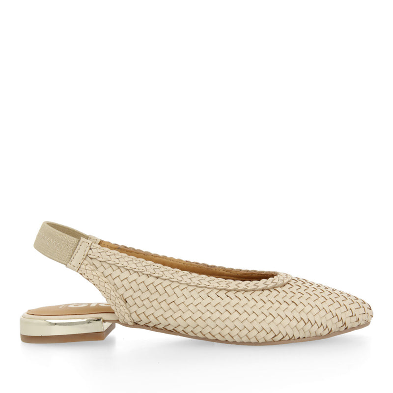 Itapora women's off-white braided leather slingback ballet flats