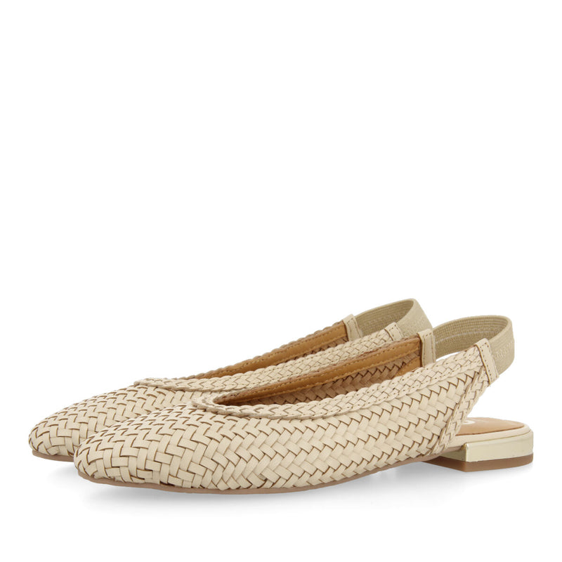 Itapora women's off-white braided leather slingback ballet flats