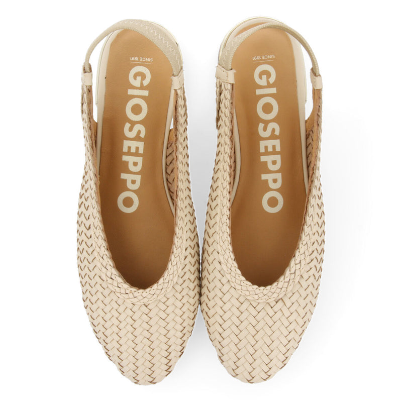 Itapora women's off-white braided leather slingback ballet flats