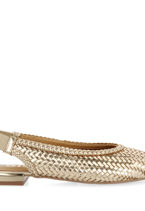 Ballerine slingback dorate in pelle intrecciate per donna itapora 