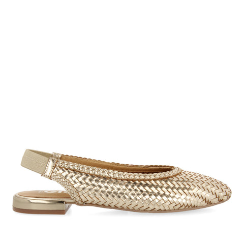 ITAPORA WOMEN'S GOLD BRAIDED LEATHER SLINGBACK BALLET FLATS