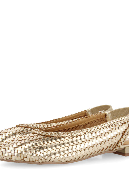 Ballerine slingback dorate in pelle intrecciate per donna itapora 