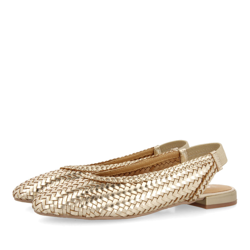 Bailarinas doradas de piel trenzadas destalonadas para mujer itapora 