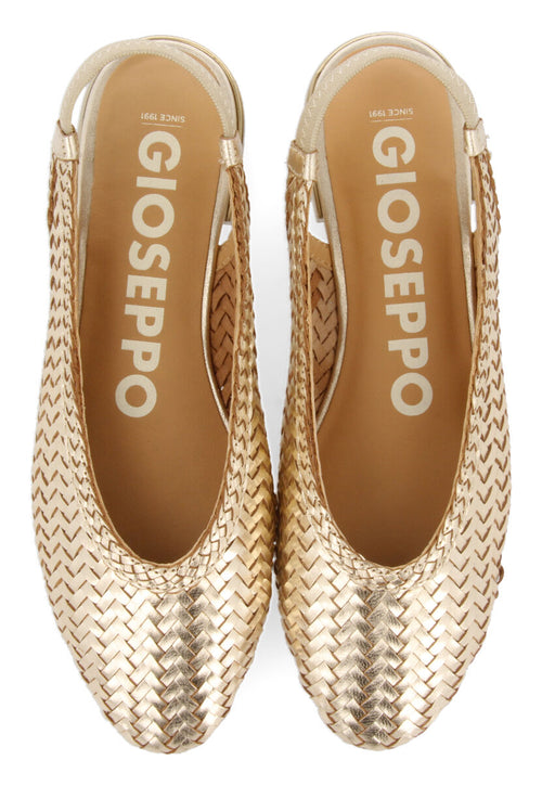 Ballerine slingback dorate in pelle intrecciate per donna itapora 