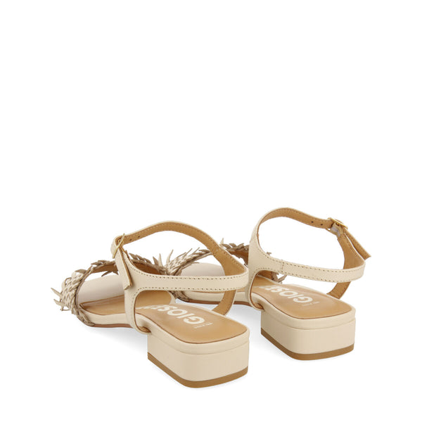 Sandalias off-white trenzadas con tacón bajo para mujer kourou