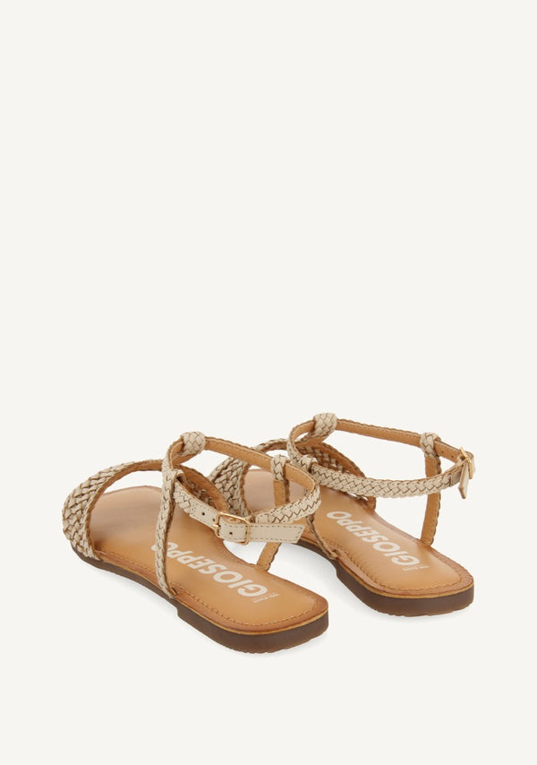 Sandalias planas off-white de piel trenzadas para mujer icari 