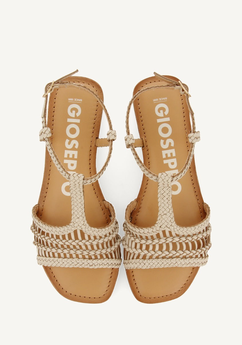 Icari women's flat off-white braided leather sandals