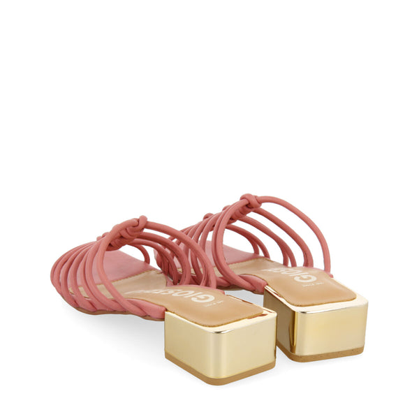 Sandalias rosa de piel con tiras con nudos y tacón bajo para mujer kupang 