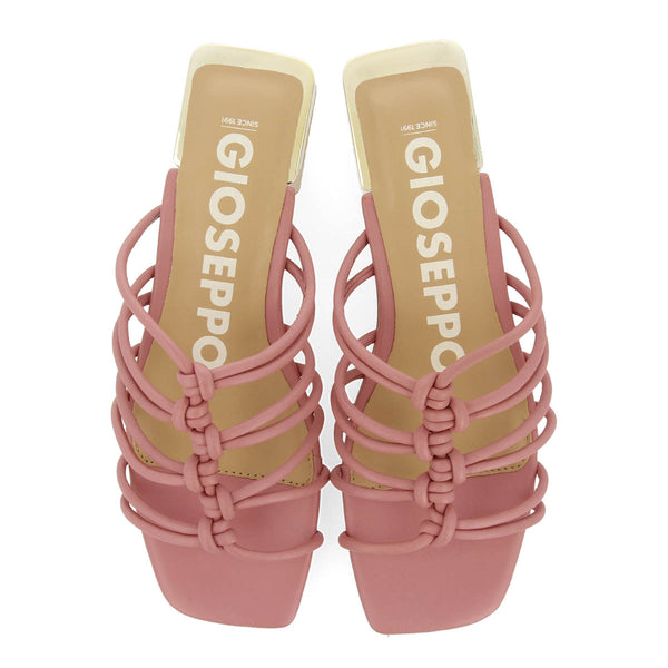 Sandalias rosa de piel con tiras con nudos y tacón bajo para mujer kupang 