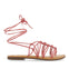 Mambai women's flat pink leather sandals with thin straps and decorative knots