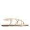 Matinha women's flat off-white leather sandals with thin straps and decorative knots