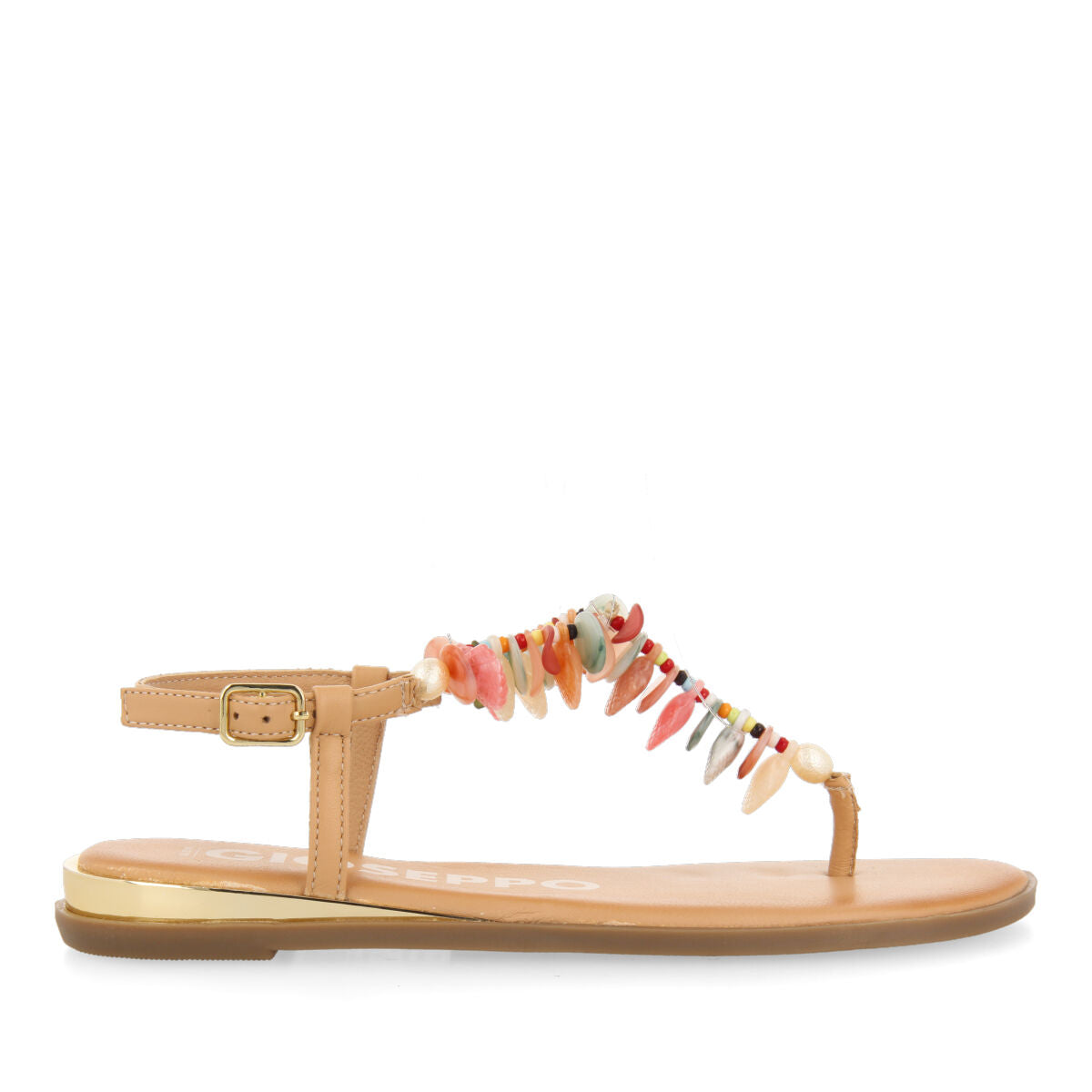 Guaraita women's sandals with mini wedges and multicoloured shells