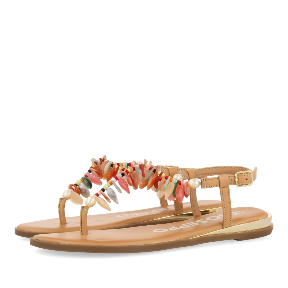 Guaraita women's sandals with mini wedges and multicoloured shells