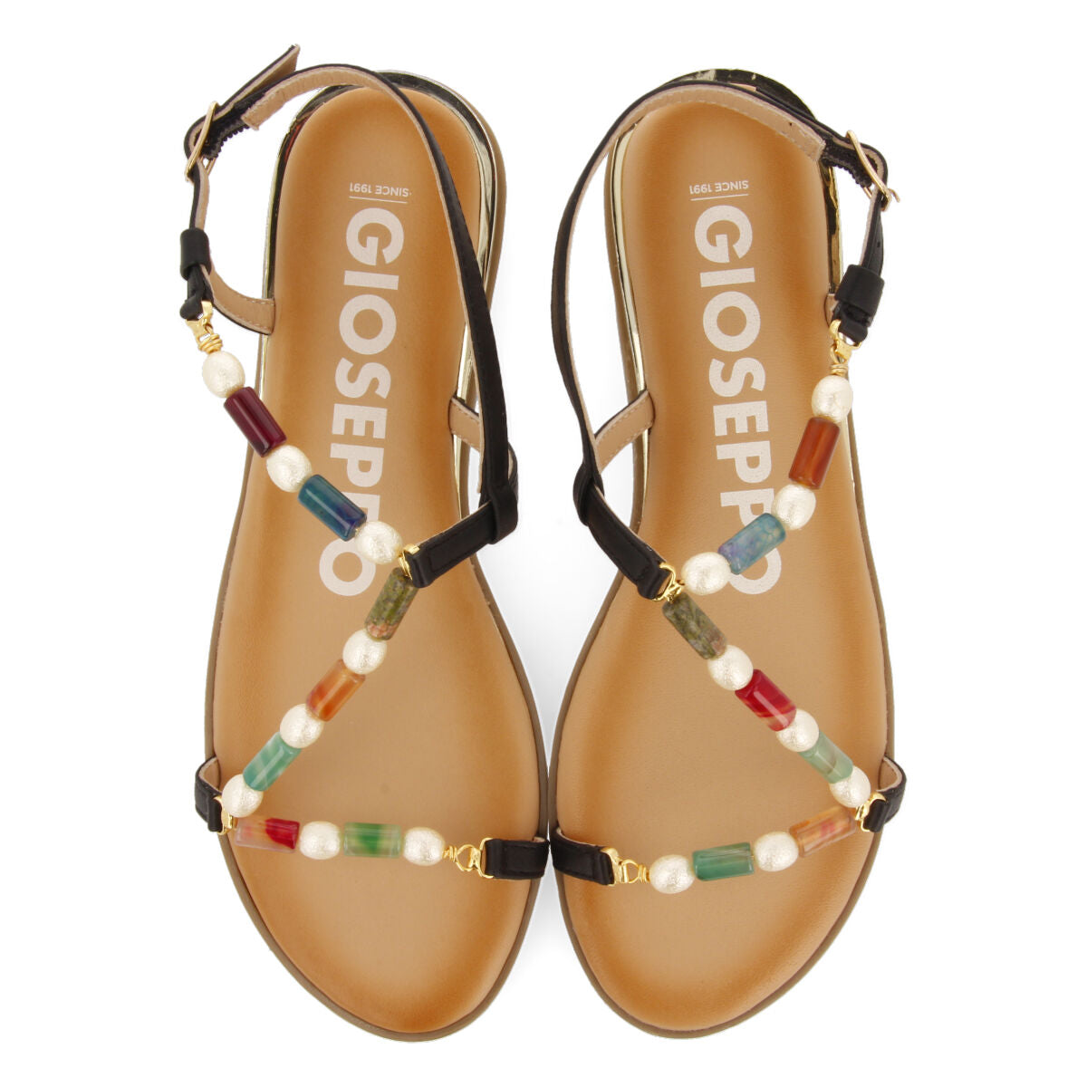 Lasson women's multicoloured sandals with stones and pearls