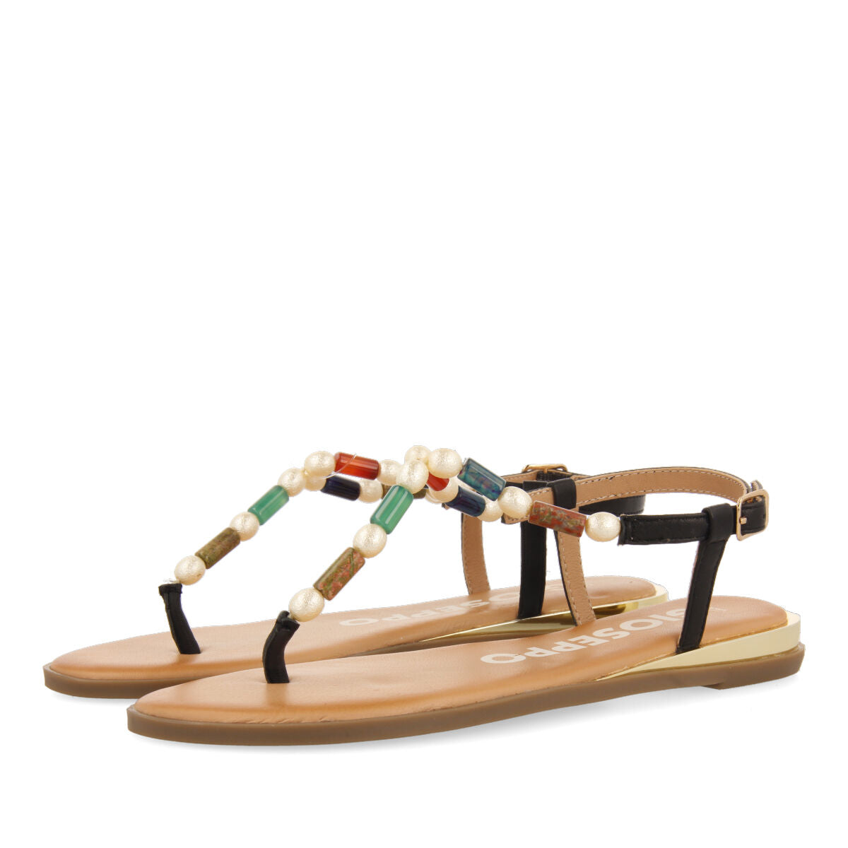 Itauna women's multicoloured sandals with stones and pearls