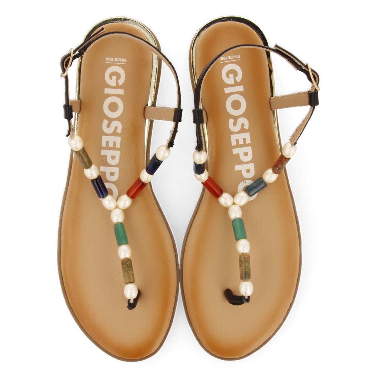 Itauna women's multicoloured sandals with stones and pearls