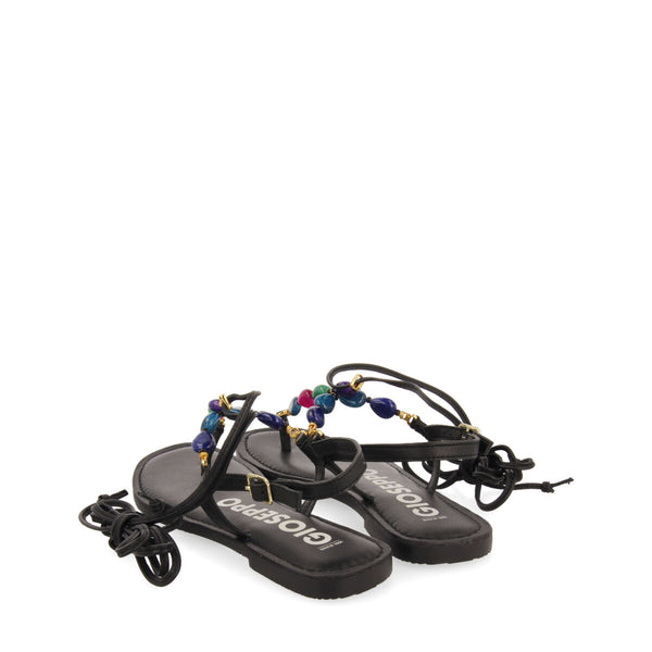 Sandalias de piel con detalle de cuentas multicolor para mujer echallon   