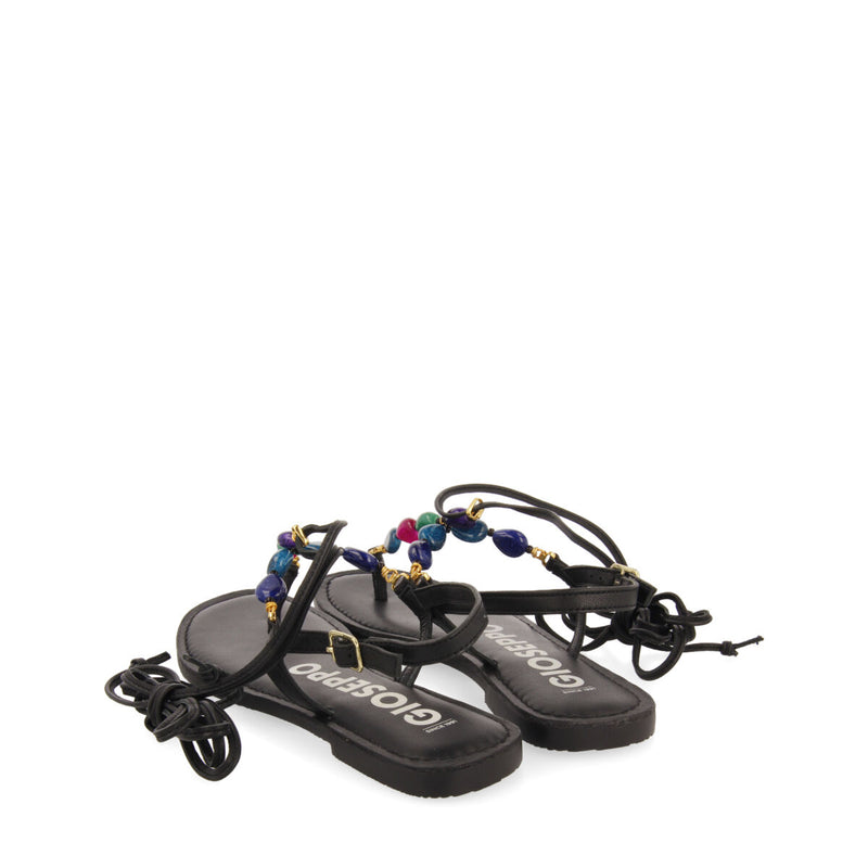 Sandalias de piel con detalle de cuentas multicolor para mujer echallon   