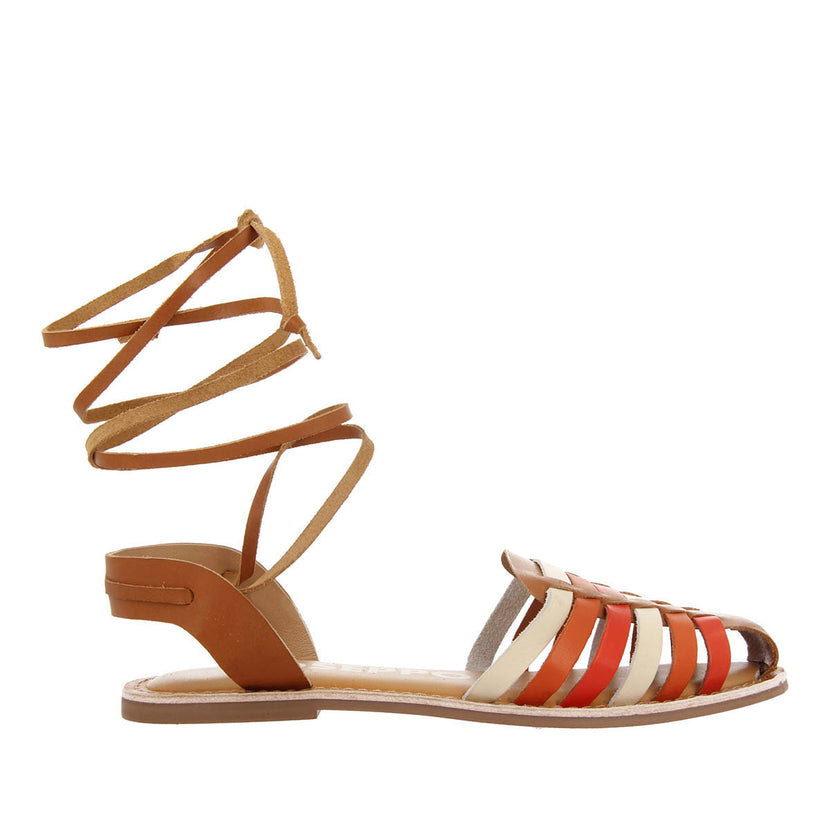 Sandalias cangrejeras multicolor de estética romana con cordones para mujer ransart