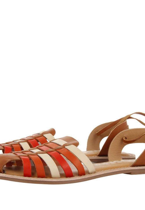 Sandalias cangrejeras multicolor de estética romana con cordones para mujer ransart