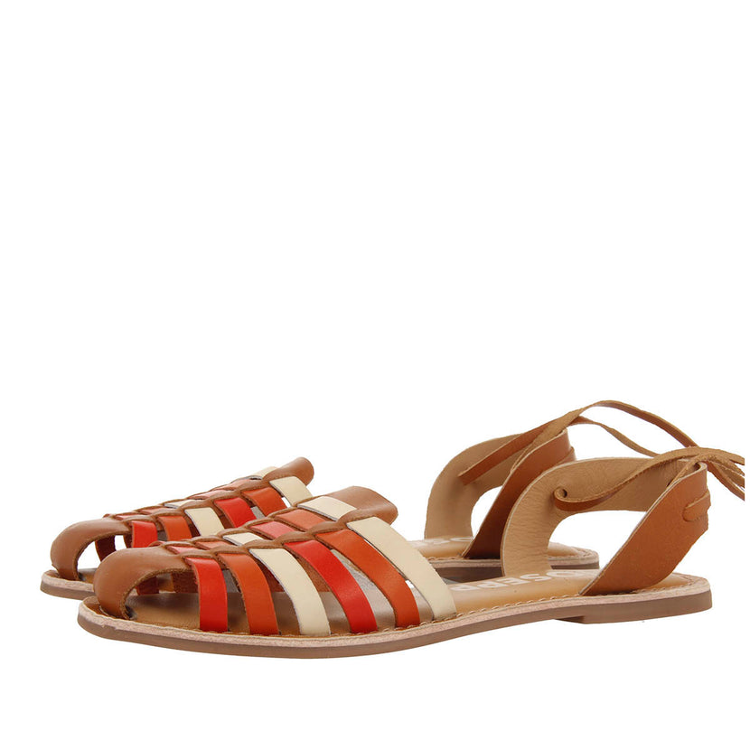 Sandalias cangrejeras multicolor de estética romana con cordones para mujer ransart