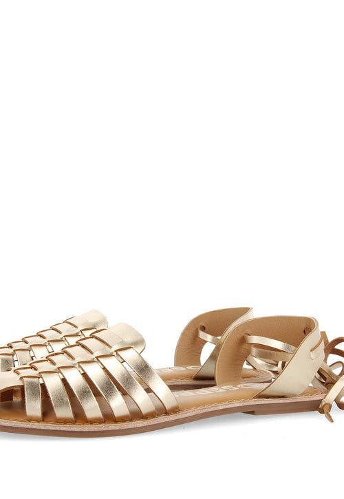 Sandalias cangrejeras doradas de estética romana con cordones para mujer ransart