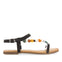 Sandalias negras de piel con detalle de cuentas multicolor para mujer coincy 