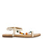 Sandalias off-white de piel con detalle de cuentas multicolor para mujer coincy 