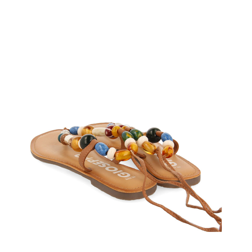 Sandalias de piel con detalle de cuentas multicolor para mujer challex  