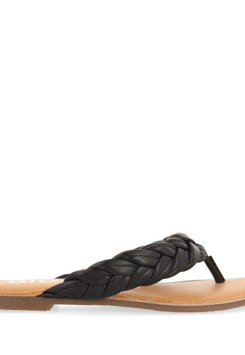 Sandalias planas trenzadas color negro para mujer bicas 