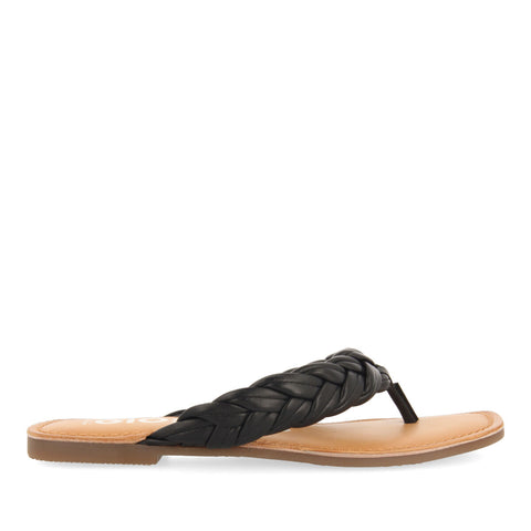 SANDALIAS PLANAS TRENZADAS COLOR NEGRO PARA MUJER BICAS 