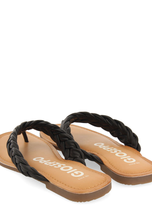 Sandalias planas trenzadas color negro para mujer bicas 