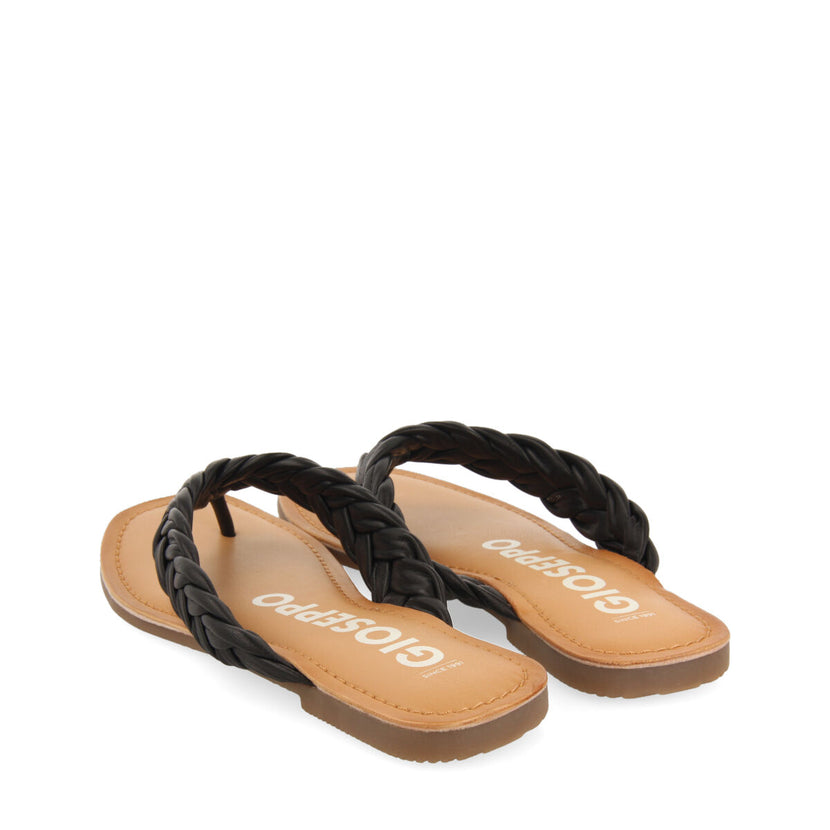 Sandalias planas trenzadas color negro para mujer bicas 