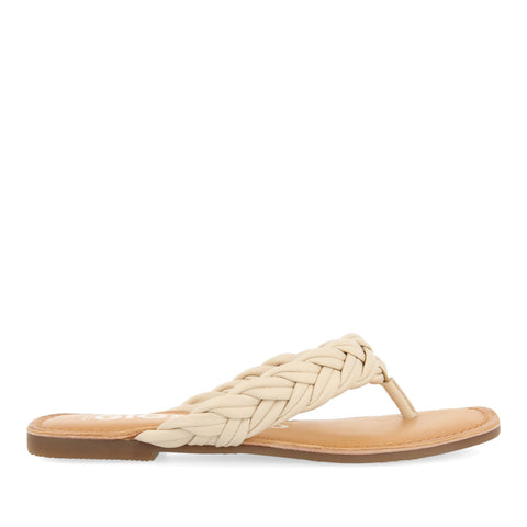 SANDALIAS PLANAS TRENZADAS COLOR OFF-WHITE PARA MUJER BICAS 
