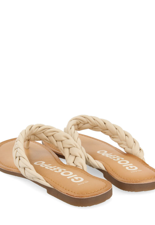 Sandalias planas trenzadas color off-white para mujer bicas 