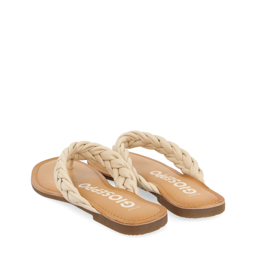 Sandalias planas trenzadas color off-white para mujer bicas 