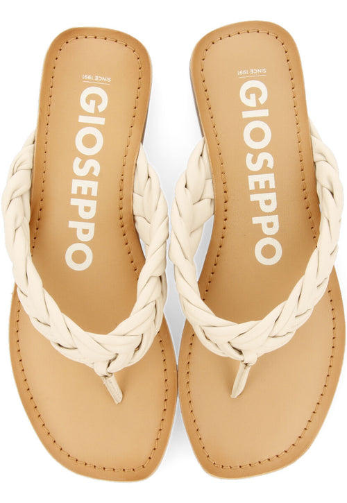 Sandalias planas trenzadas color off-white para mujer bicas 
