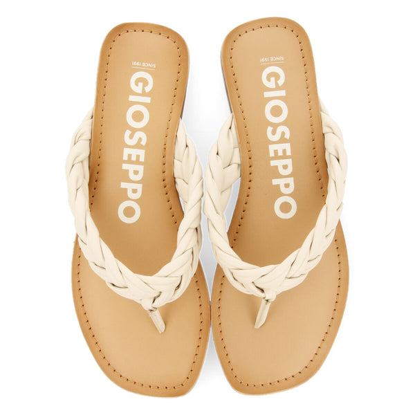 Sandalias planas trenzadas color off-white para mujer bicas 