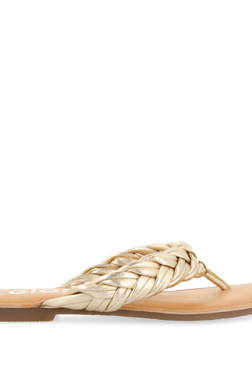 Sandalias planas trenzadas color dorado para mujer bicas 