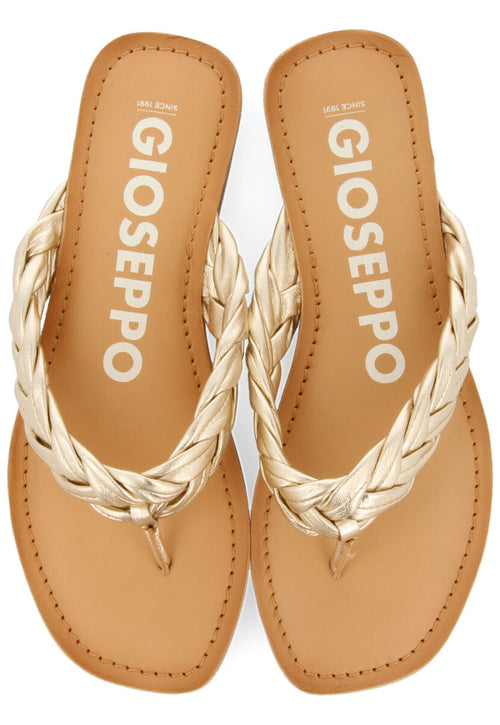 Sandalias planas trenzadas color dorado para mujer bicas 